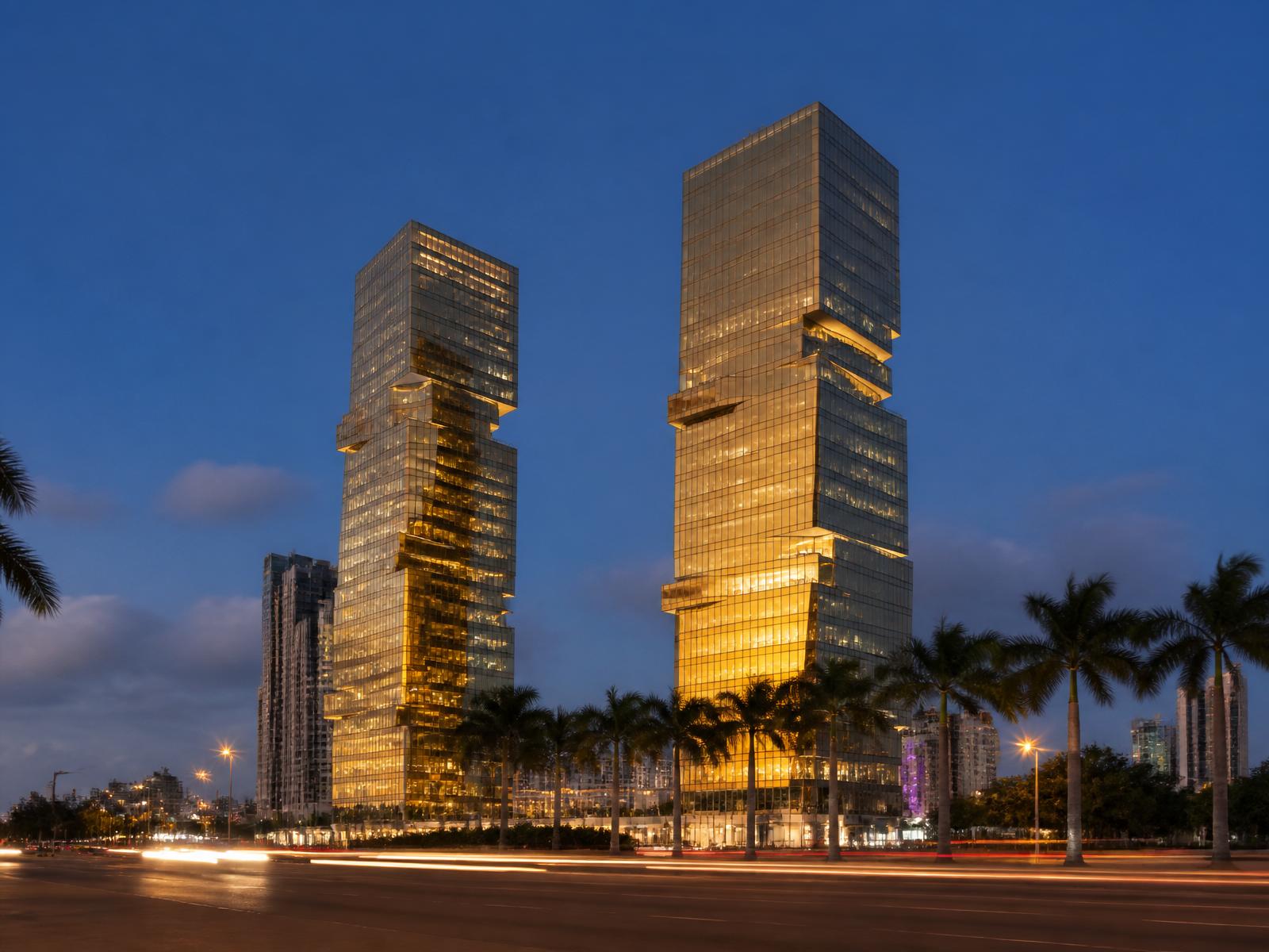 Zenith Towers em Talatona, Luanda, ao entardecer — sede das instalações Export Lab
